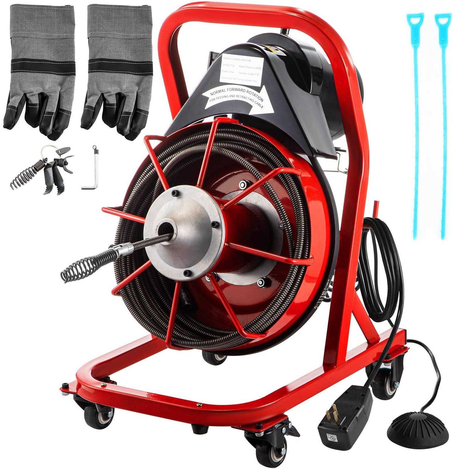 Vevor Drain Cleaner Machine Electric Drain Auger 370w Sewer Snake Machine - Shop Hardware Tools Online Store