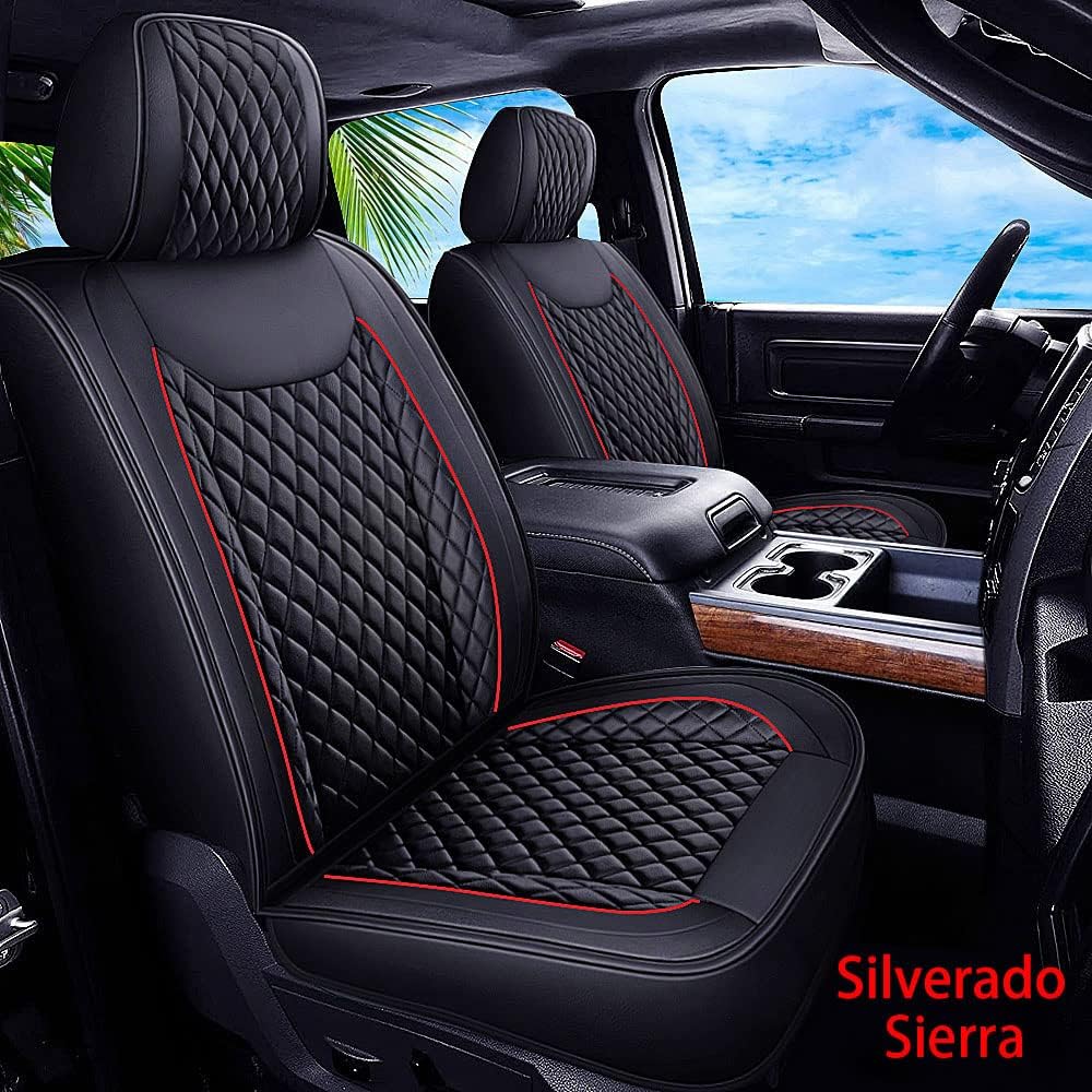 Aotiyer Seat Covers for Chevy Silverado GMC Sierra Pickup Seat Protectors Fits for 2007-2022 1500 2500HD 3500HD Crew Double Extended Cab