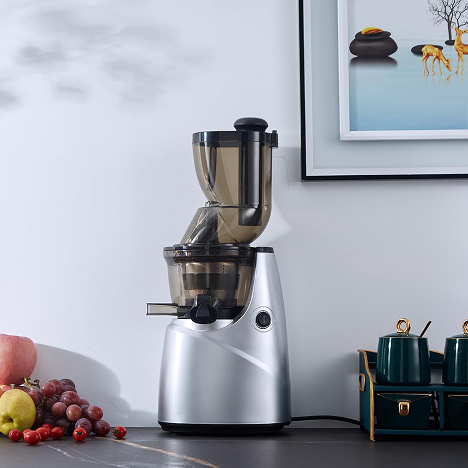 Juicer Machines,Powerful Slow Cold Press Masticating Pure Juicer Machines,Large Diameter Feed Chute Fit Whole Vegetable And Fruit,Juice Residue Separation