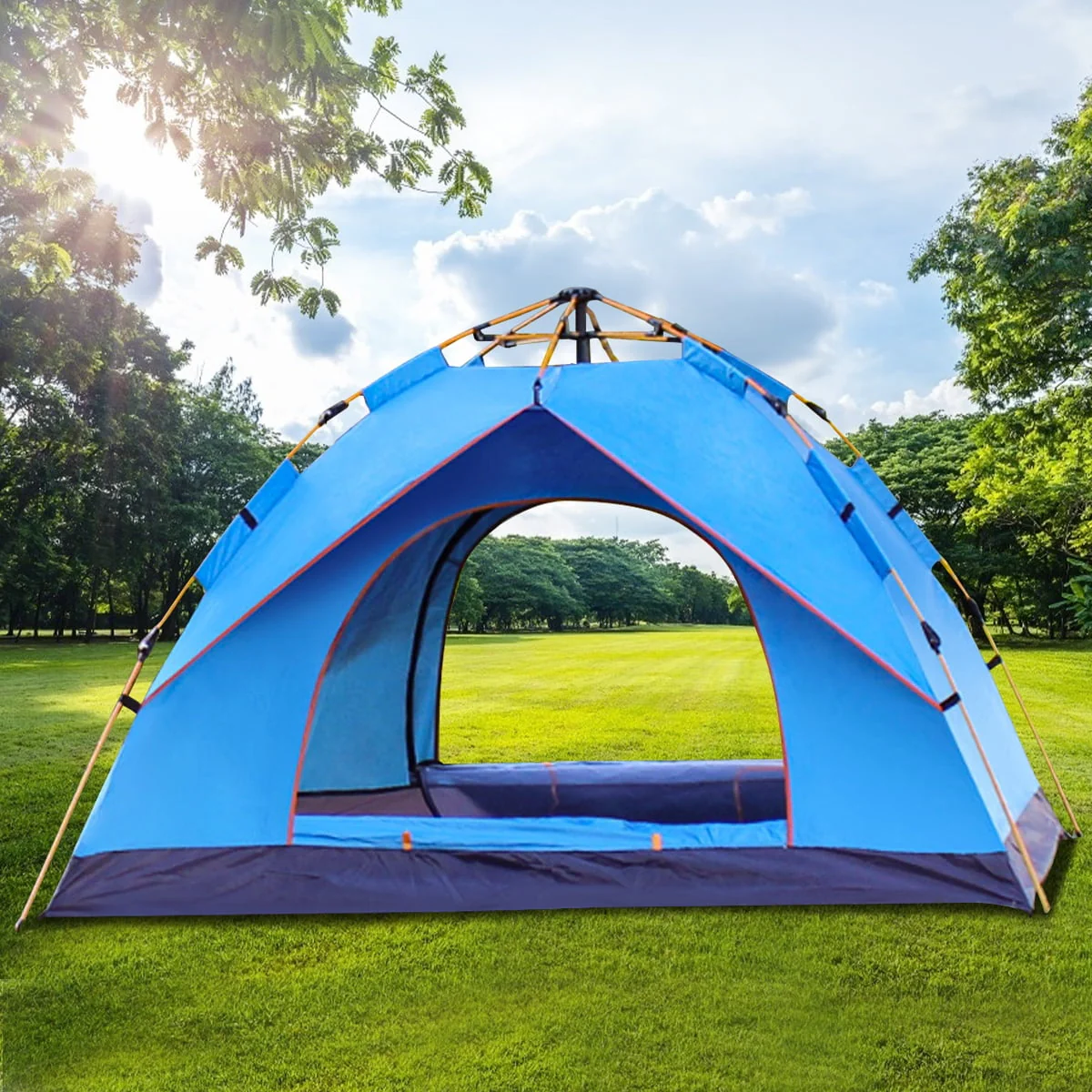 Pop Up Tent Family Camping Tent 3-4 People Person Tent Portable Instant Tent Automatic Tent Waterproof Windproof for Camping Hiking Mountaineering