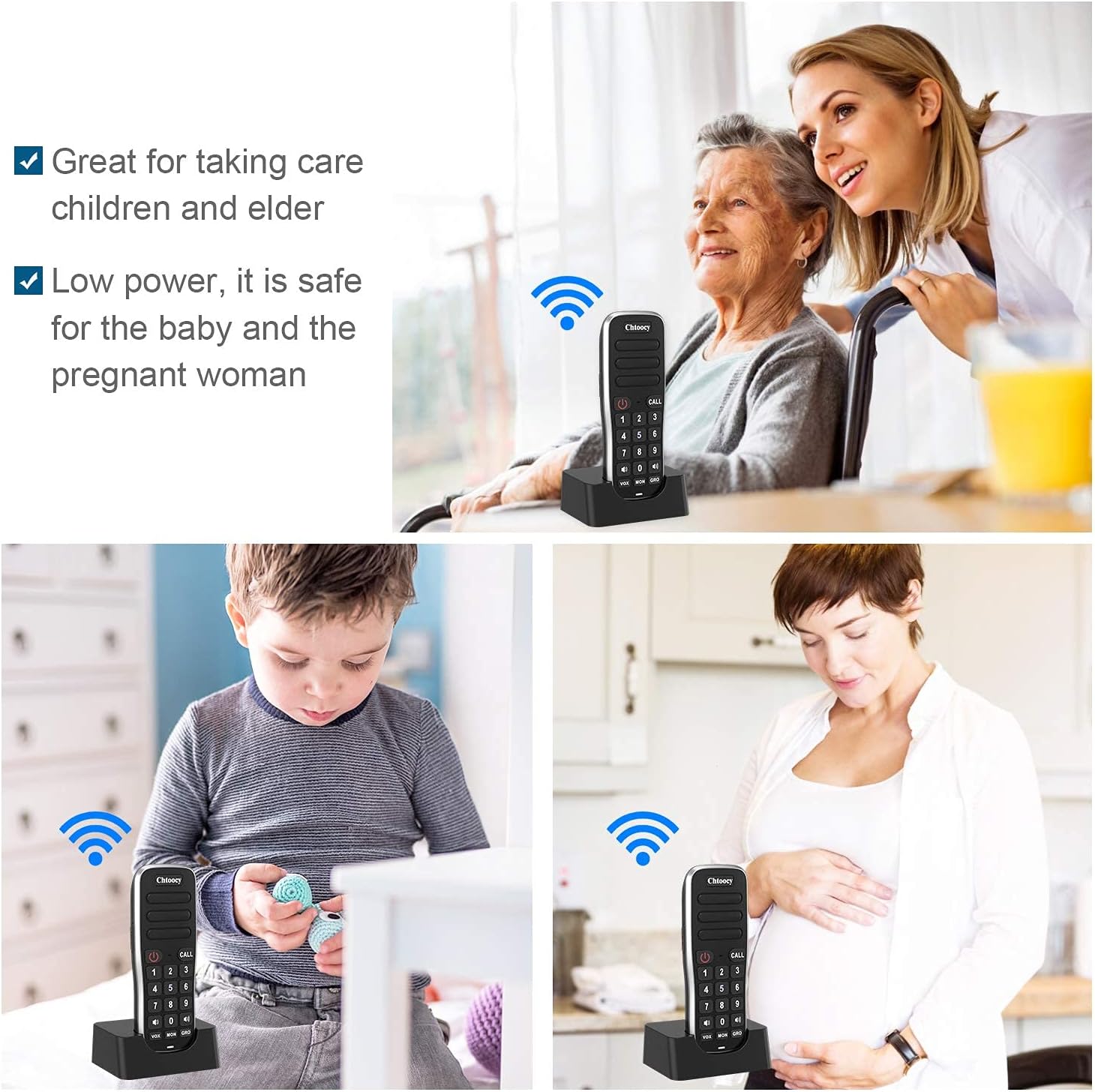 Rechargeable Intercoms Wireless for Home 5280 Feet Range 10 Channel, Chtoocy Handheld Wireless Intercom System for Home Business Office, Room to Room Communication System Expandable (4 Packs, Black)