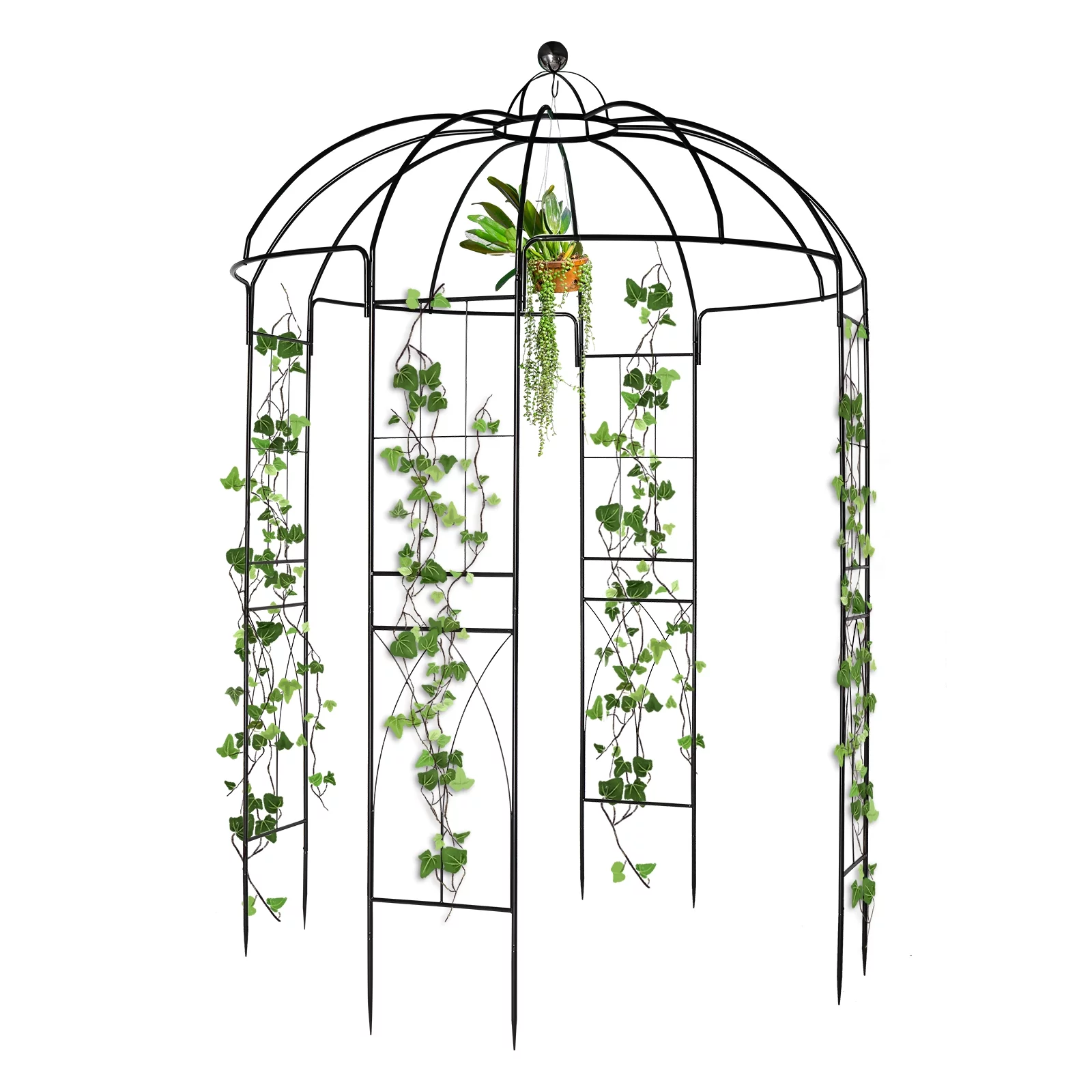 Outdoor Trellis Planter, Garden Arbors for Climbing Plants, Black Arch Trellis with Stakes, Climbing Plants Arbor Party Decoration Decor