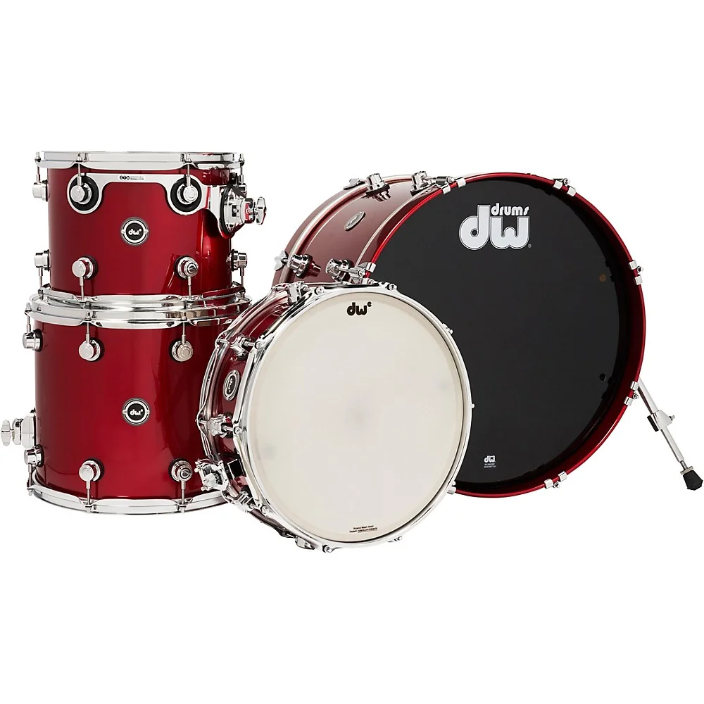 DW DWe Wireless Acoustic-Electronic Convertible 4-Piece Shell Pack With 20" Bass Drum Lacquer Custom Specialty Black Cherry Metallic - Curated Treasures Market
