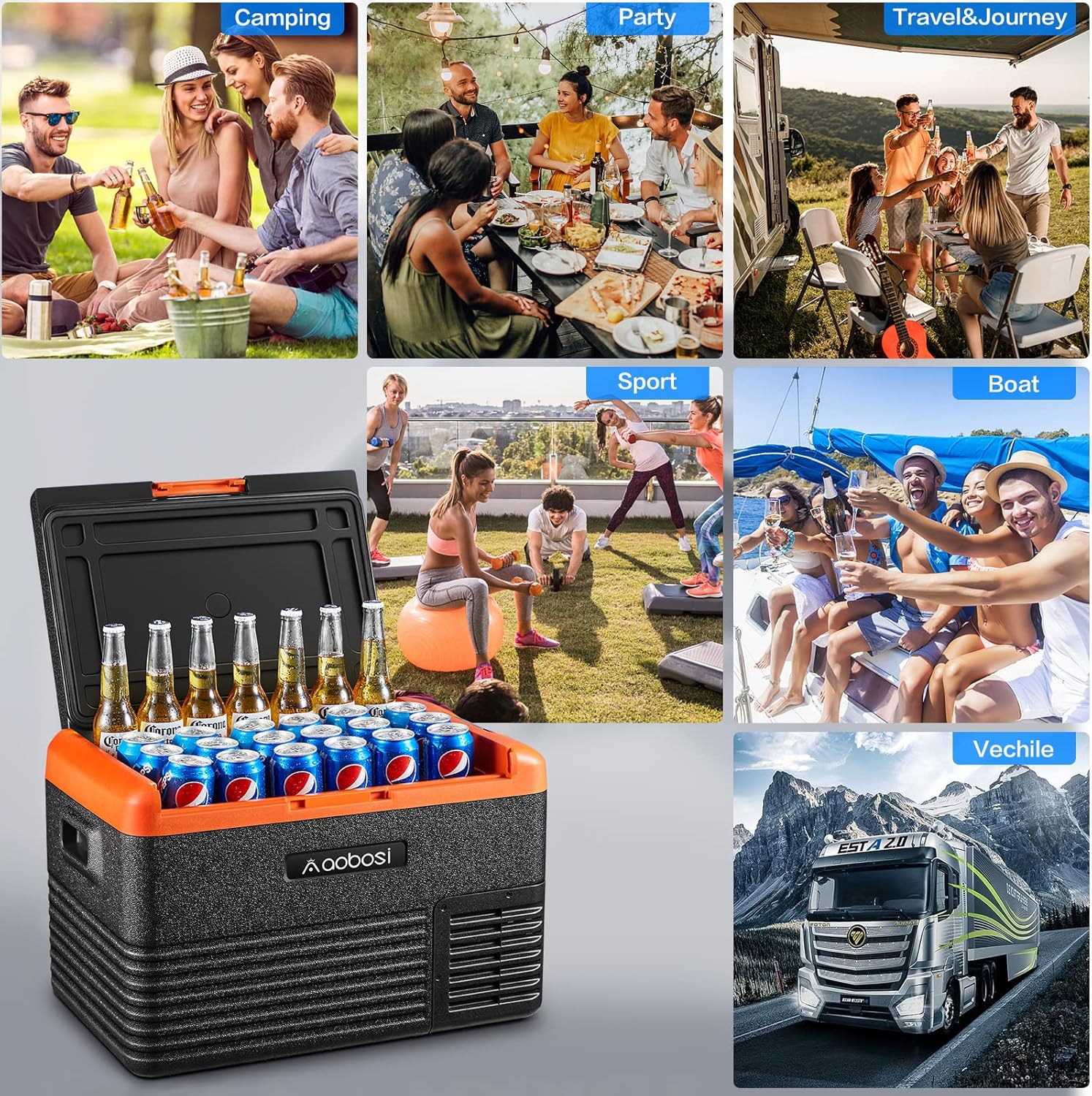 AAOBOSI 12 Volt Car Refrigerator 32 Quart (30L) RV Portable Refrigerator Freezer Single Zone APP Control Car Fridge -4℉-68℉ Electric Compressor Cooler 12/24V DC & 100-240V AC for Car, Camping,Truck,RV and Home Use