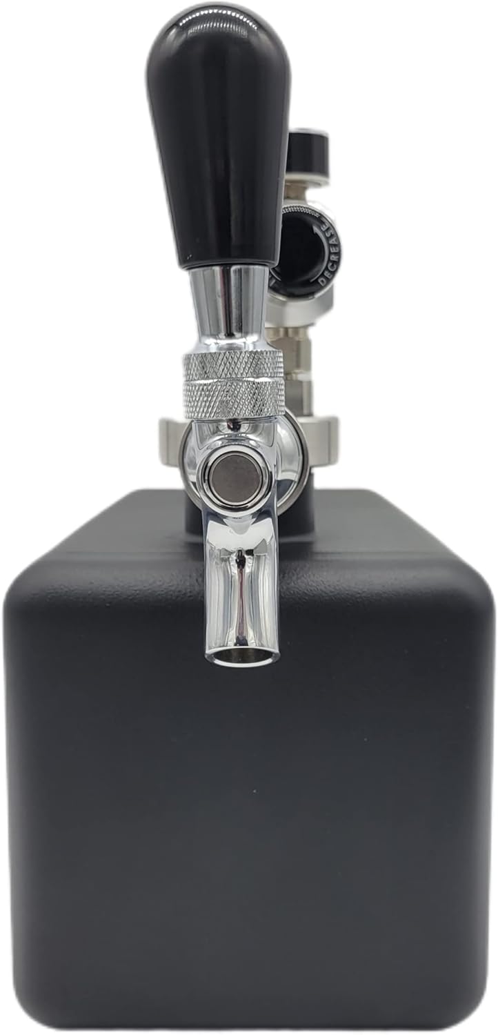 Square One Mini Keg, Stainless Steel Keg and Tap System, 2x 64oz Growlers or 1 Gallon Capacity, Fits in Refrigerators/Coolers, Great for Beer, Kombucha, Cold Brew, and Mixed Drinks - Black