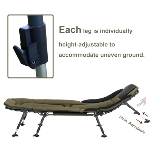 XXL Camping Cots for Adults 330Lbs with Carry Bag, Heavy Duty Folding Bed with Soft Padded Cushion, Portable Military Cot for Hunting, 180° Adjustable Reclining Outdoor Lounger