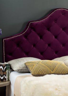 Safavieh Arebelle Velvet Tufted Headboard - Purple - Twin