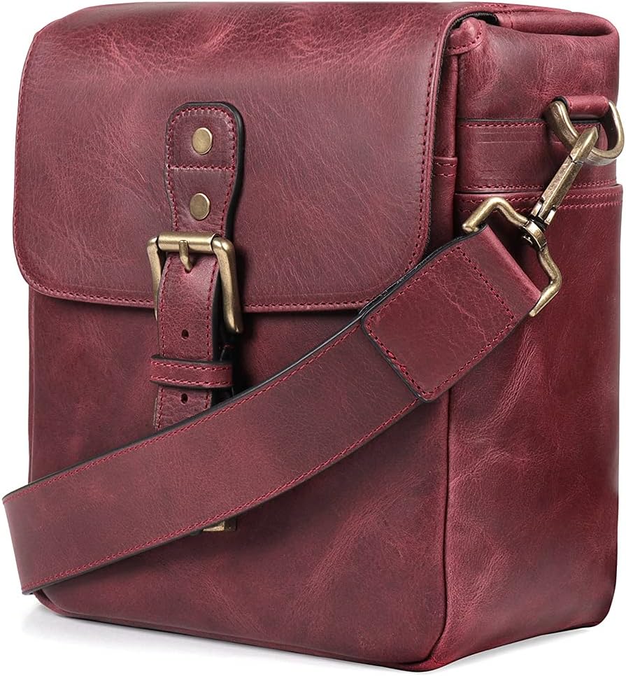 MegaGear Torres Mini Genuine Leather Camera Messenger Bag for Mirrorless, Instant and DSLR Cameras