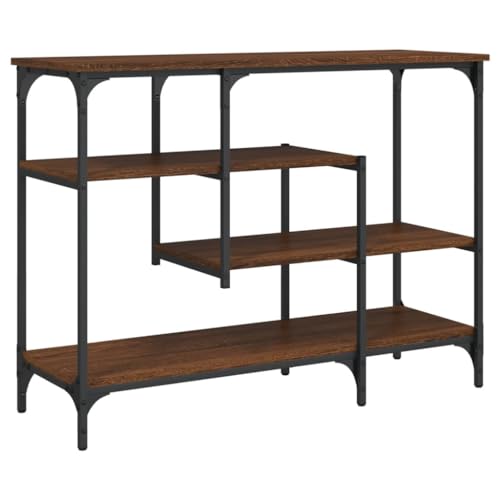 vidaXL Black Console Table - Engineered Wood Metal Frame Sofa Table with Shelves for Living Room, Entryway, Hallway