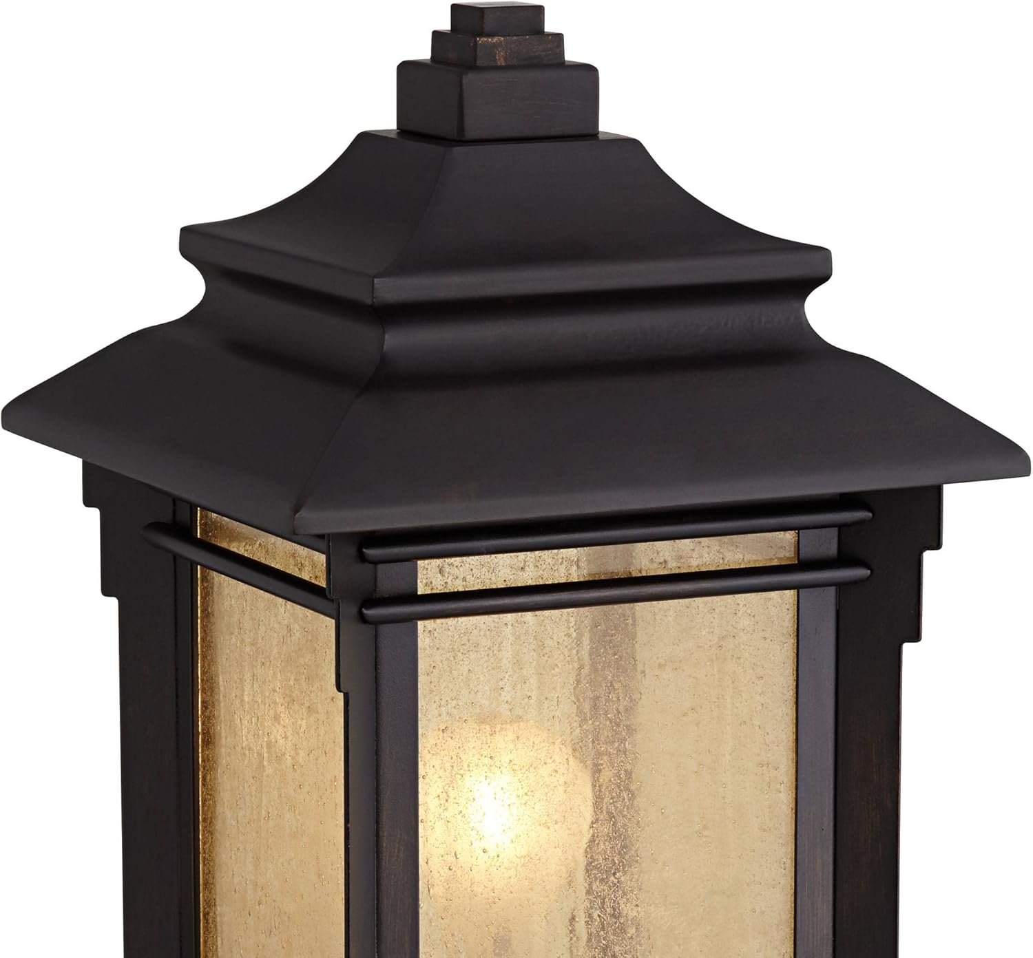 Franklin Iron Works Hickory Point Rustic Farmhouse Outdoor Pier Mount Light Fixtures Set of 2 Walnut Bronze 16 1/2" Frosted Cream Glass for Exterior Barn Deck House Porch Yard Patio Outside Garage