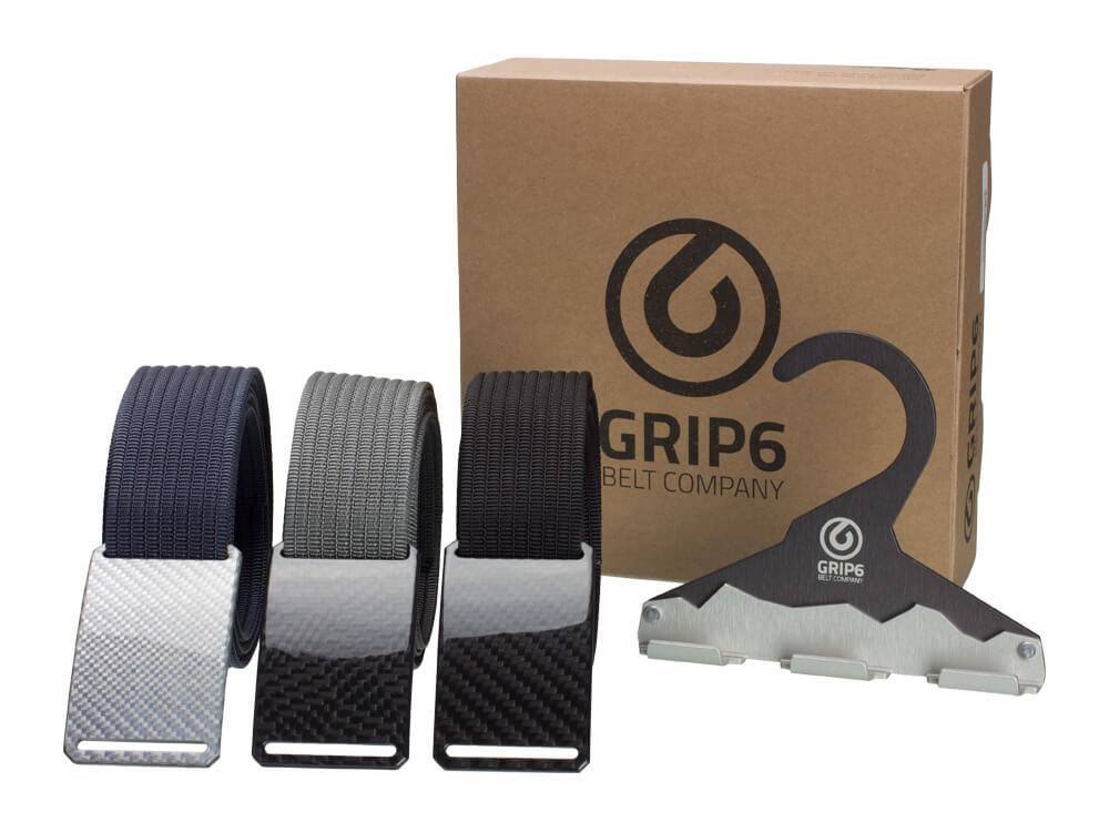 GRIP6 Carbon Pack - 3 Interchangeable Belts with Carbon Fiber Buckles