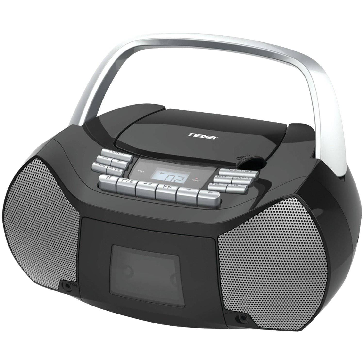 Naxa Electronics NPB-268 Portable CD Cassette Boombox Silver Black - Megean