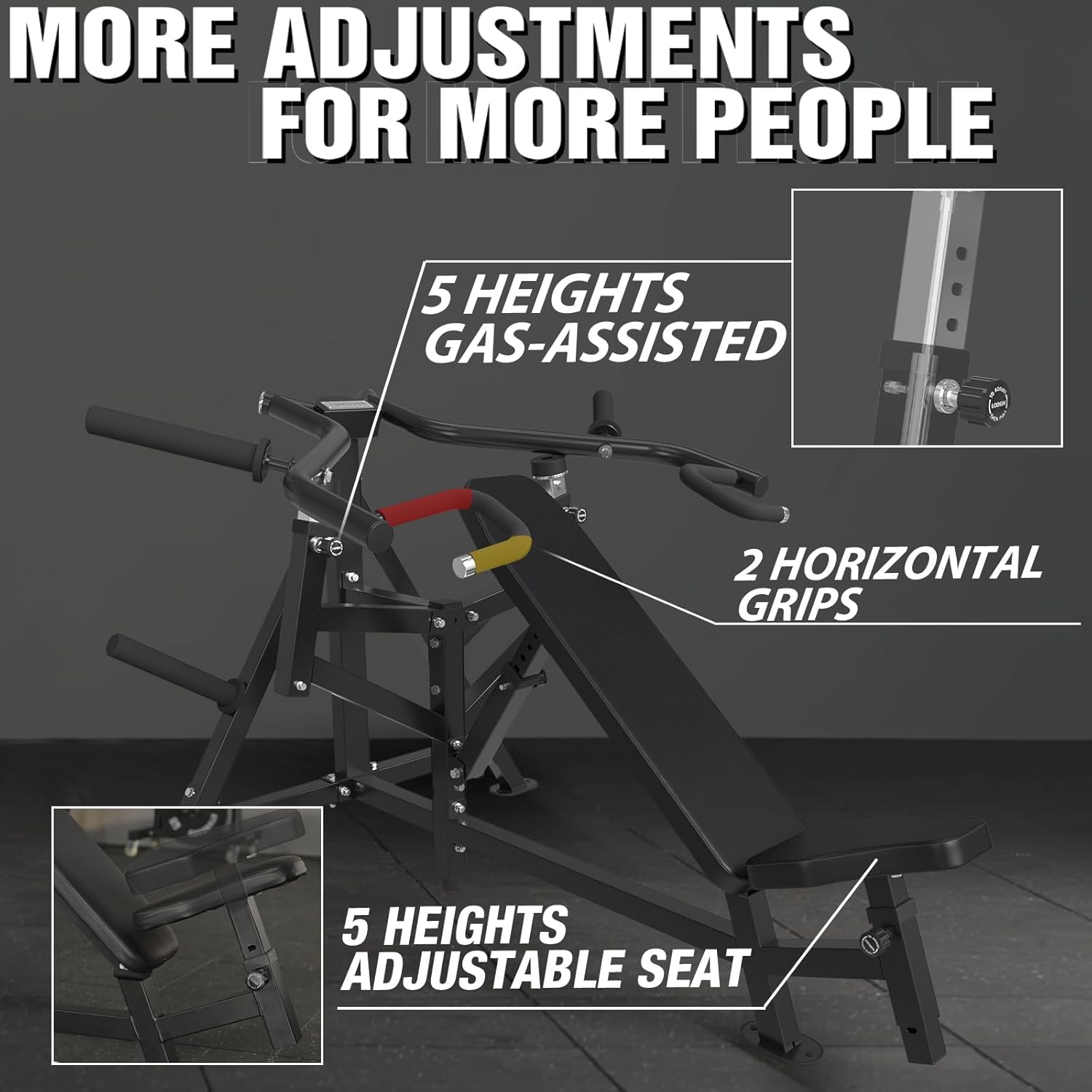GMWD Chest Press Machine, 1250LBS Bench Press Machine with Independent Converging Arms, 7+5 Adjustable Incline Chest Press Machine for Home Gym, 30° Target Upper Chest, Black