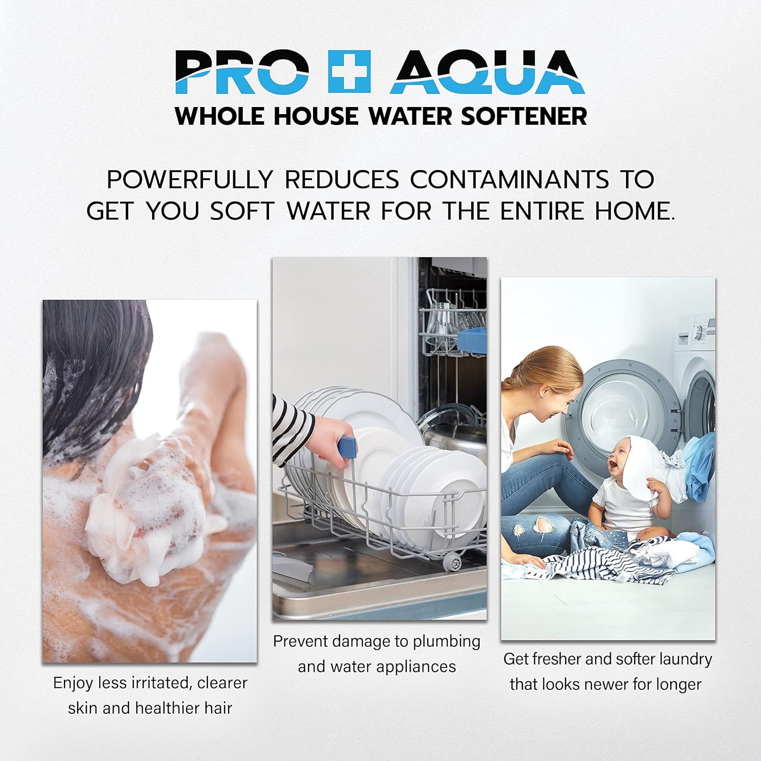 PRO+AQUA Whole House Water Softener High Demand Heavy Duty 80,000 Grain Capacity 1 Ports