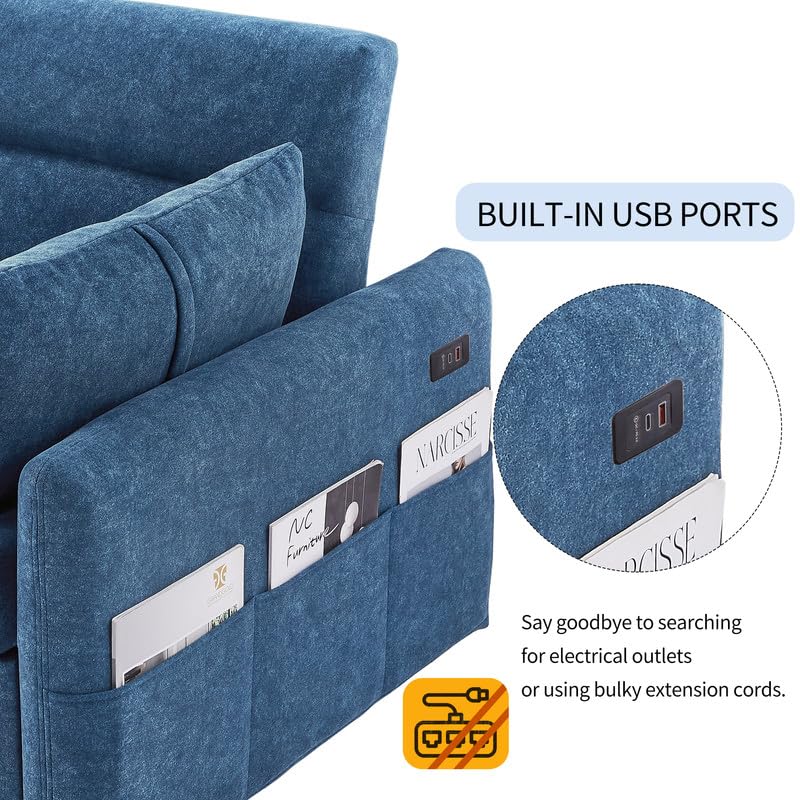 Convertible Chair Bed, 3 in 1 Convertible Sofa Bed Sleeper Chair with 3 Level Adjustable Backrest & 2 Pillow, Pull Out Sofa Bed in Microfiber, Sofa Bed Couch Loveseat Sleeper Bed for Living Room, Grey