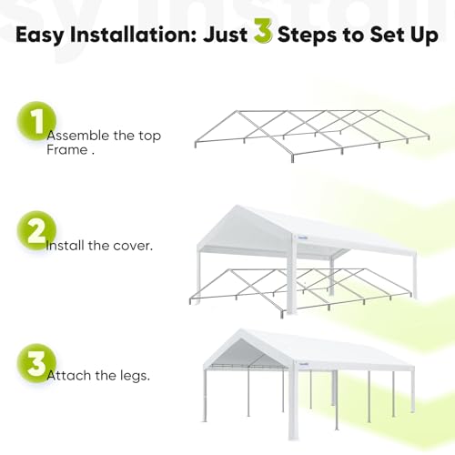 Quictent 20x20 Party Tent Heavy Duty Outdoor Canopy Tent Carport Wedding Event Shelter BBQ Wedding Tents for Parties with Storage Bags(Mesh)
