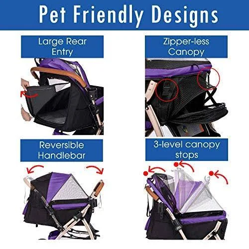 HPZ Pet Rover XL Extra-Long Premium Heavy Duty Dog/Cat/Pet Stroller Travel Carri