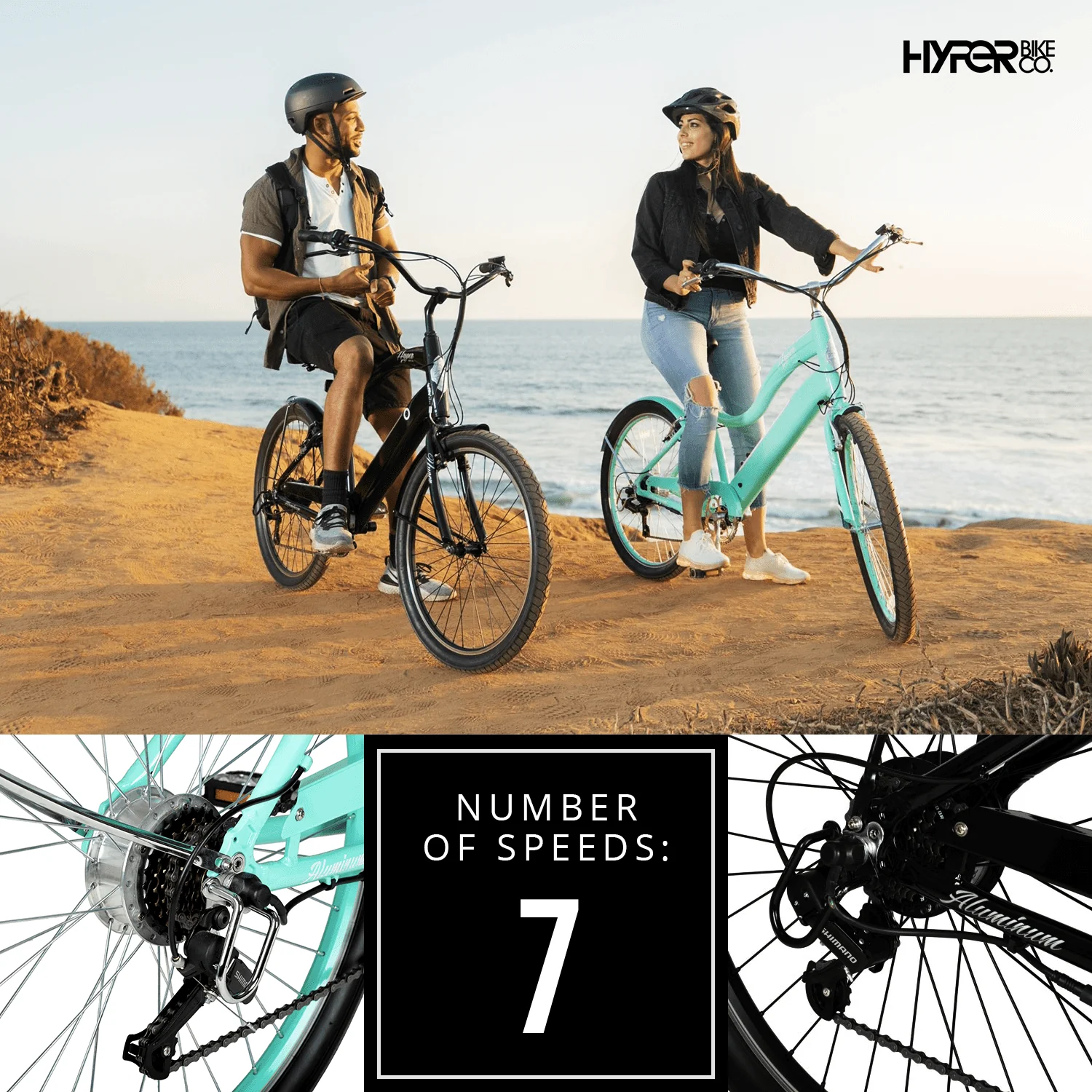 Hyper Bicycles E-Ride 26 Ladies 36V Electric Cruiser E-Bike for Adults, Pedal-Assist, 250W Motor, Turquoise