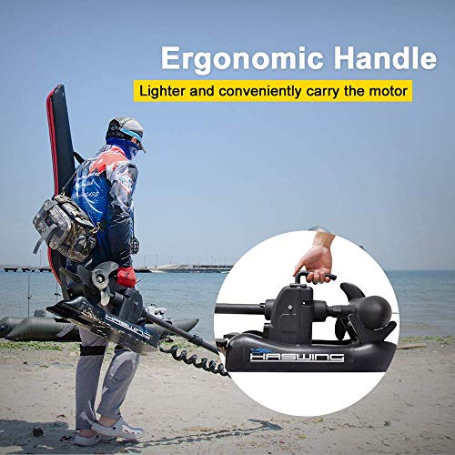 AQUOS Haswing White 12V 55LBS 48inch Bow Mount Trolling Motor with 2.4G Remote Control, Quick Release Bracket for Inflatable Boat Kayak Bass Boat Aluminum Boat Fishing, Freshwater/Saltwater Use