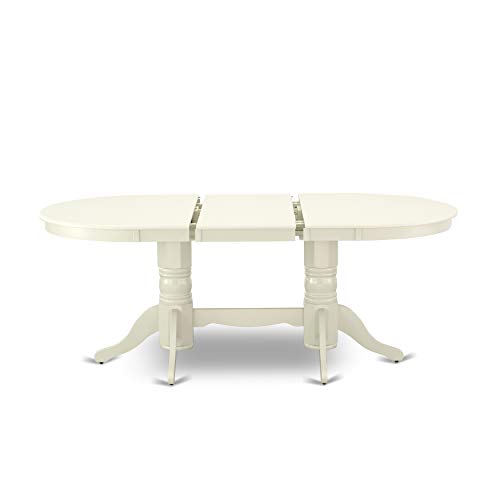 East West Furniture Vancouver 9 Piece Set Includes an Oval Dining Table with Butterfly Leaf and 8 Kitchen Chairs, 40x76 Inch, VAKE9-LWH-W