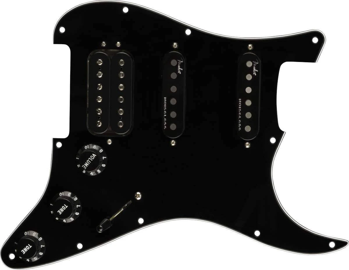 Fender Shawbucker / Gen 4 Noiseless HSS Pre-Wired Stratocaster Pickguard - Black 3-Ply