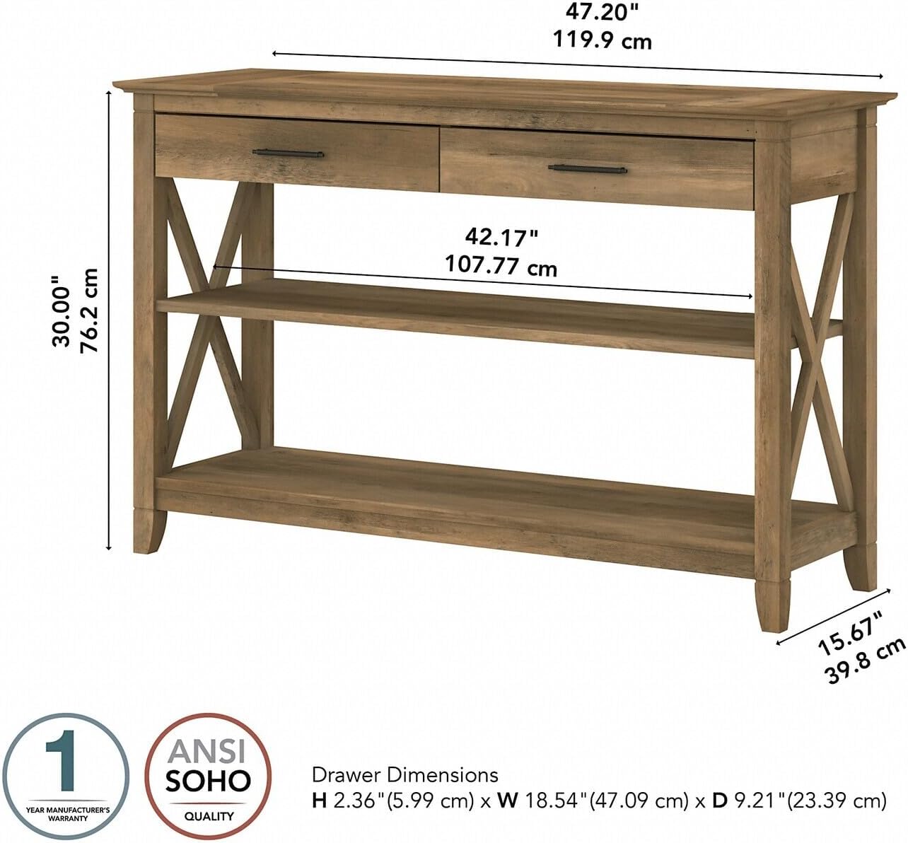 Southwestern Sanctuary Console Table with Drawers and Shelves