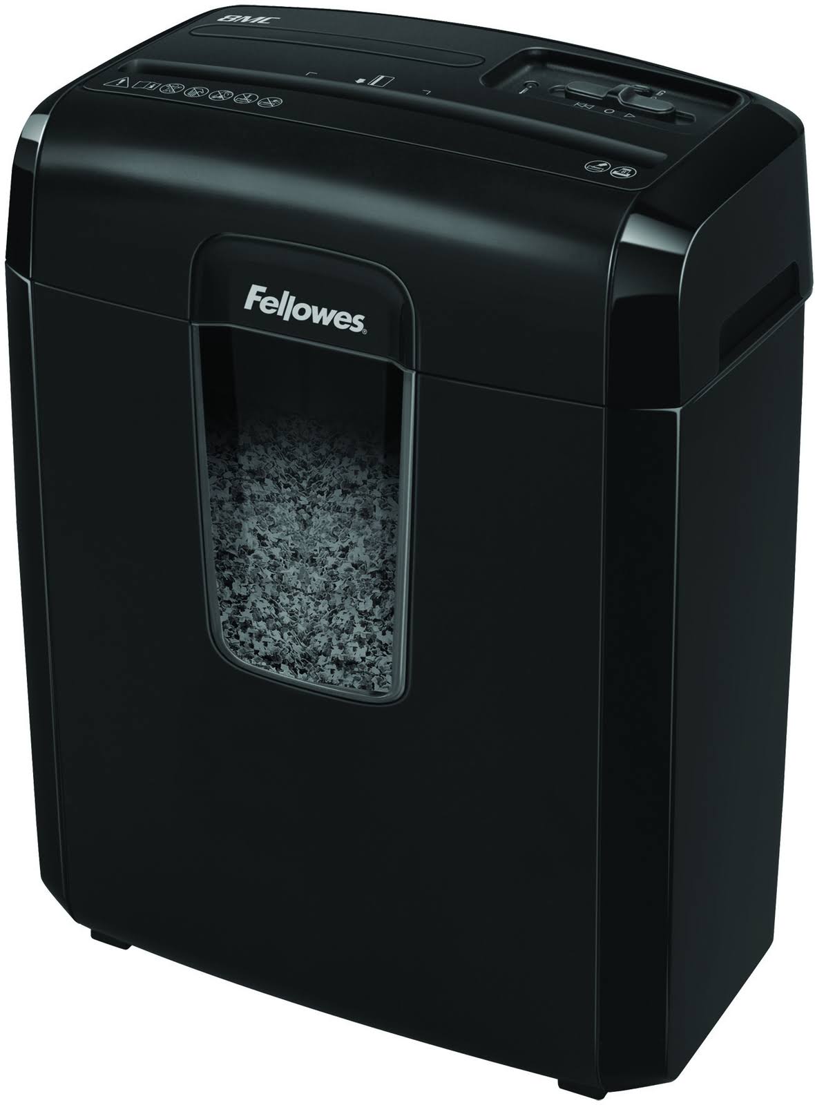 Fellowes MicroCut Shredder with Wastebasket, 8 Sheet Capacity - Black