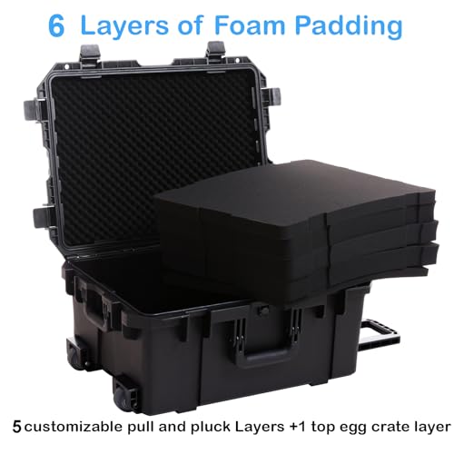 Regetek 27 Inch Waterproof Hard Case with Wheels,Customizable Foam,Rolling Hard Case for cameras,lenses, Camcorder,Drone,Instrument,equipment, tool, IP67,Shockproof,Gear Roller Case 27"x 20"x 13"
