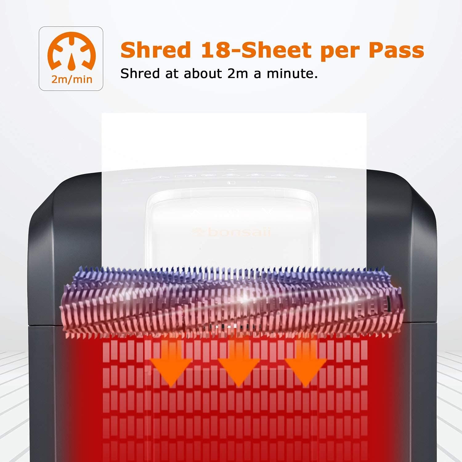 bonsaii Office Paper Shredder Heavy Duty, 240-Minute Cross-Cut Shredder Also Shred CDs/Credit Card, 18 Sheet Shredder with Jam Proof System, 7.9 Gallons Pullout Wastebasket & 4 Casters, Black (3S30)