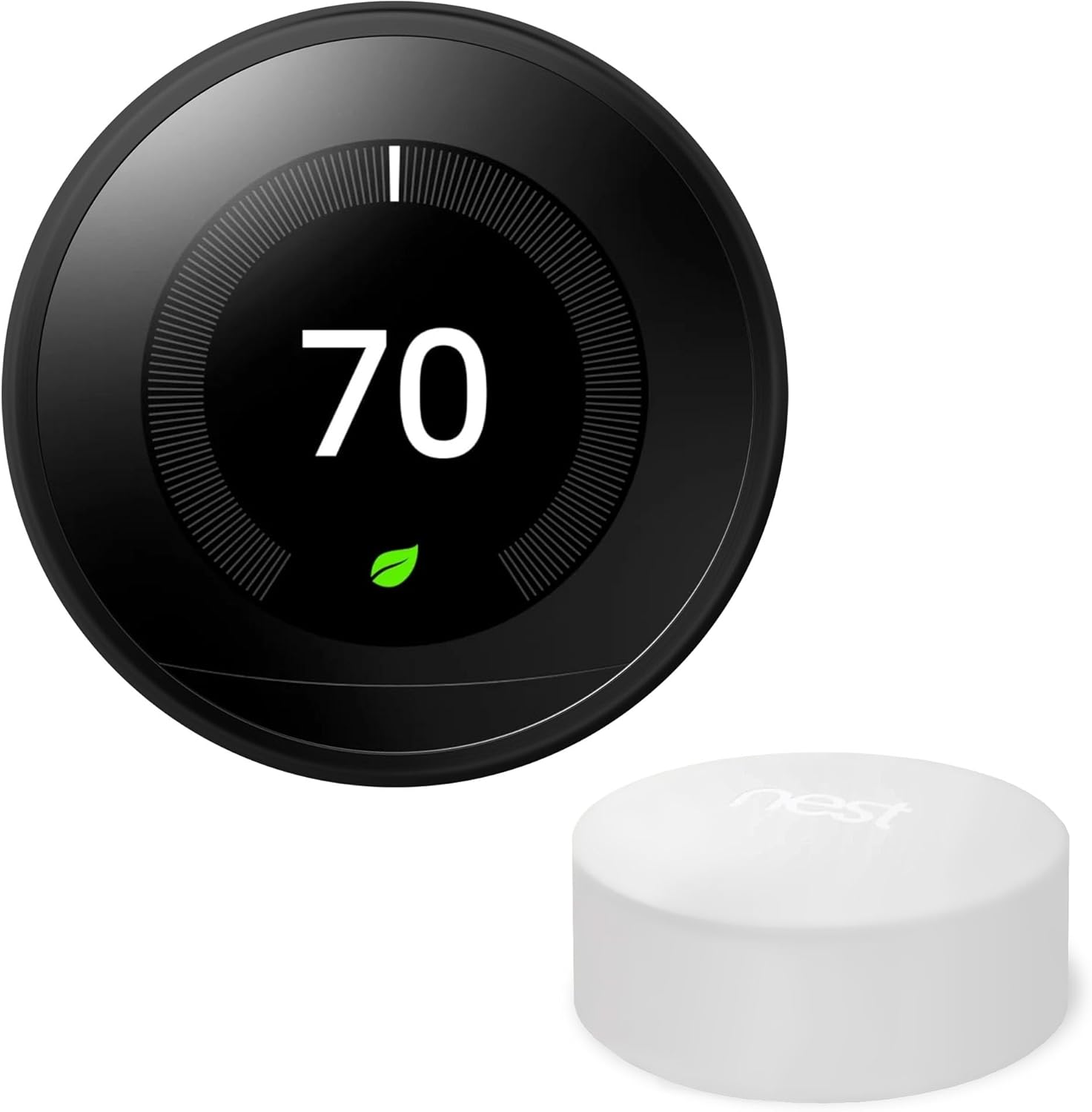 Google Nest Learning Thermostat (3rd Generation) (T3016-US) with Nest Temperature Sensor (T5000SF) (Black)