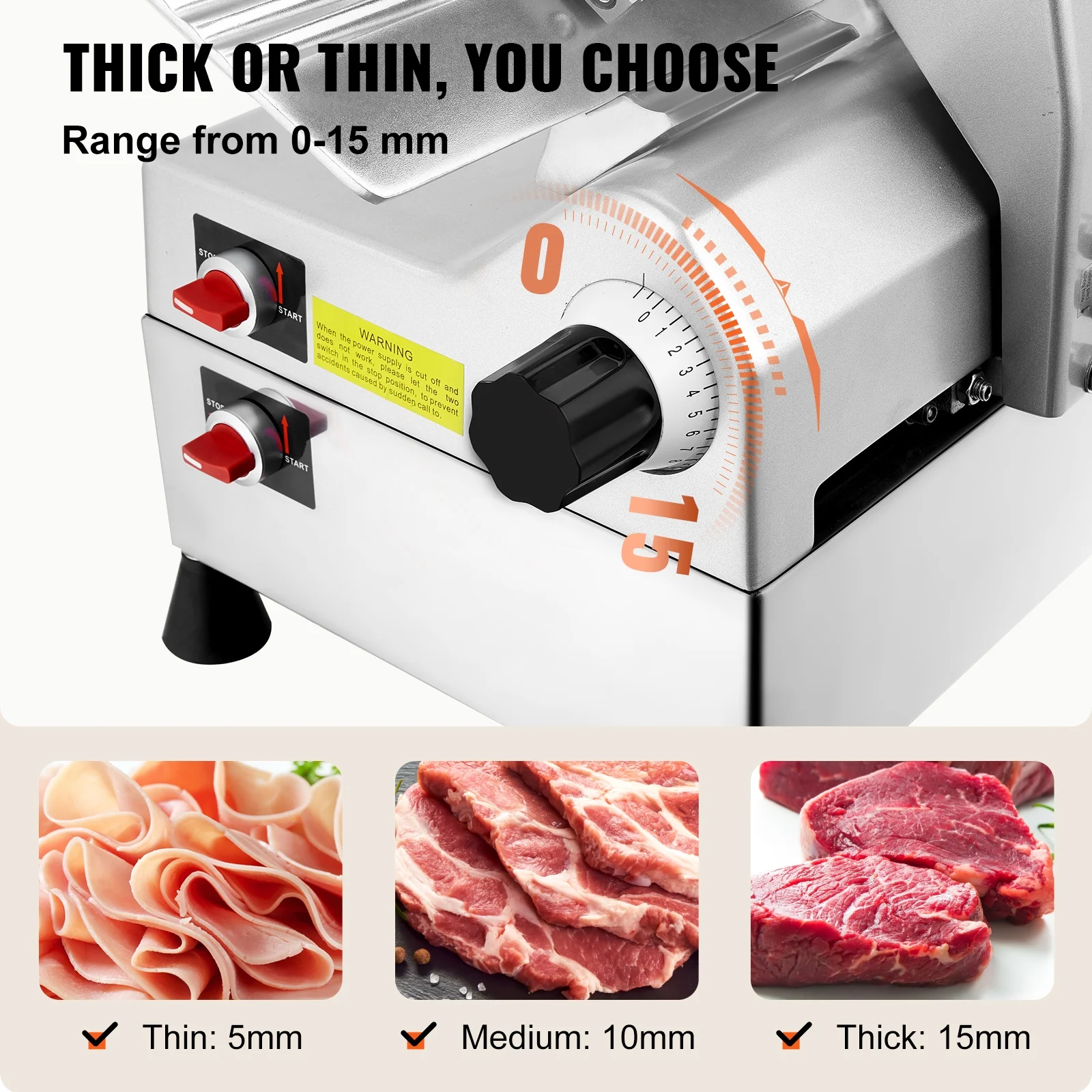 BENTISM Automatic Meat Slicer, 540W Deli Slicer with Two 10" Stainless Steel Removable Blade, 0-15mm Adjustable Thickness