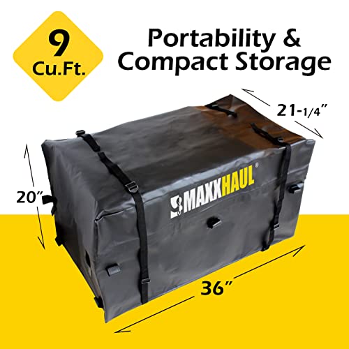 MaxxHaul 50243 Foldable Hitch N Roll Cargo Carrier Cart With Quick Detachable Basket Rack With 10 inch Flat Free Tires for Home Camp Travel Ranch SUV Up to 400 lb. Capacity
