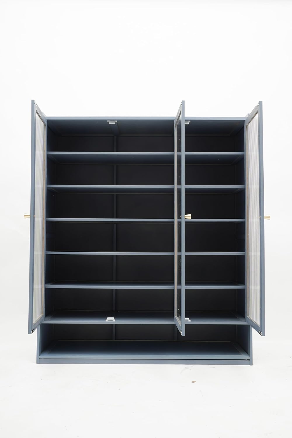Shoe Cabinet Freestanding Rack Vertical 6-Tier Shoen Shelf Translucent Doors Convenient Handle Large Storage Space Fully Sealed Design For Entryway Closet Corner Doorway（ Haze Blue）For in The Hall
