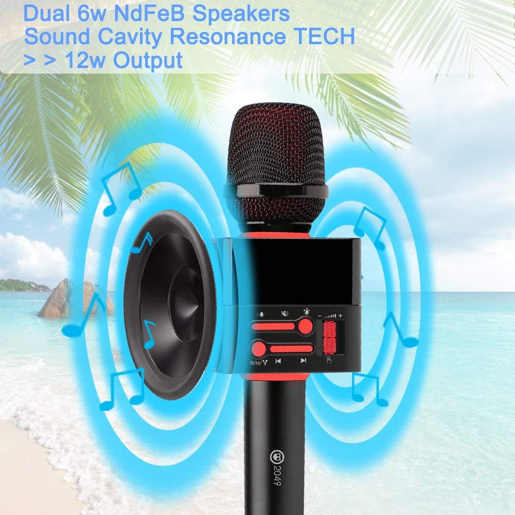 2049 X50 12w Cardioid Dynamic Karaoke Microphone, Handheld Wireless Bluetooth Karaoke Systems Karaoke Machine for Home/Outdoor/Party/Classroom/Wedding/Car Compatible with Smart phone/PC/Mp3/Mp4/TV
