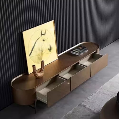 Modern TV stand Italian Modern Light Luxury Living Room Tall TV Cabinet Luxury Metal Paint High-end Villa Storage TV Cabinet Media Console(200X40X48CM)