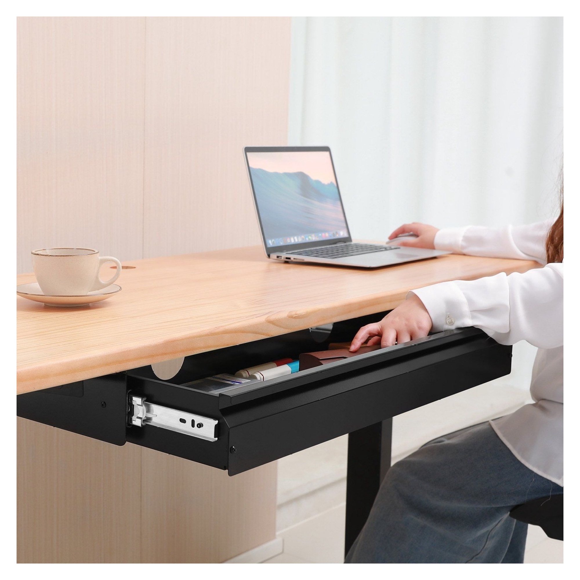 Under Desk Drawer Organizer 33 inch, Slide-out Storage Tray for Home Office, Keyboard Tray, Steel Construction, Space Saver
