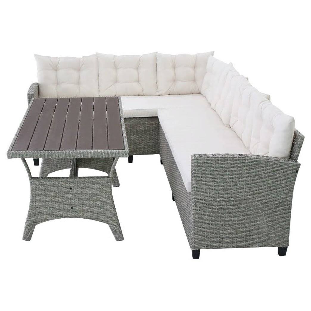 vidaXL Garden Corner Sofa Set 12 Piece Poly Rattan Wicker Gray Sunbed