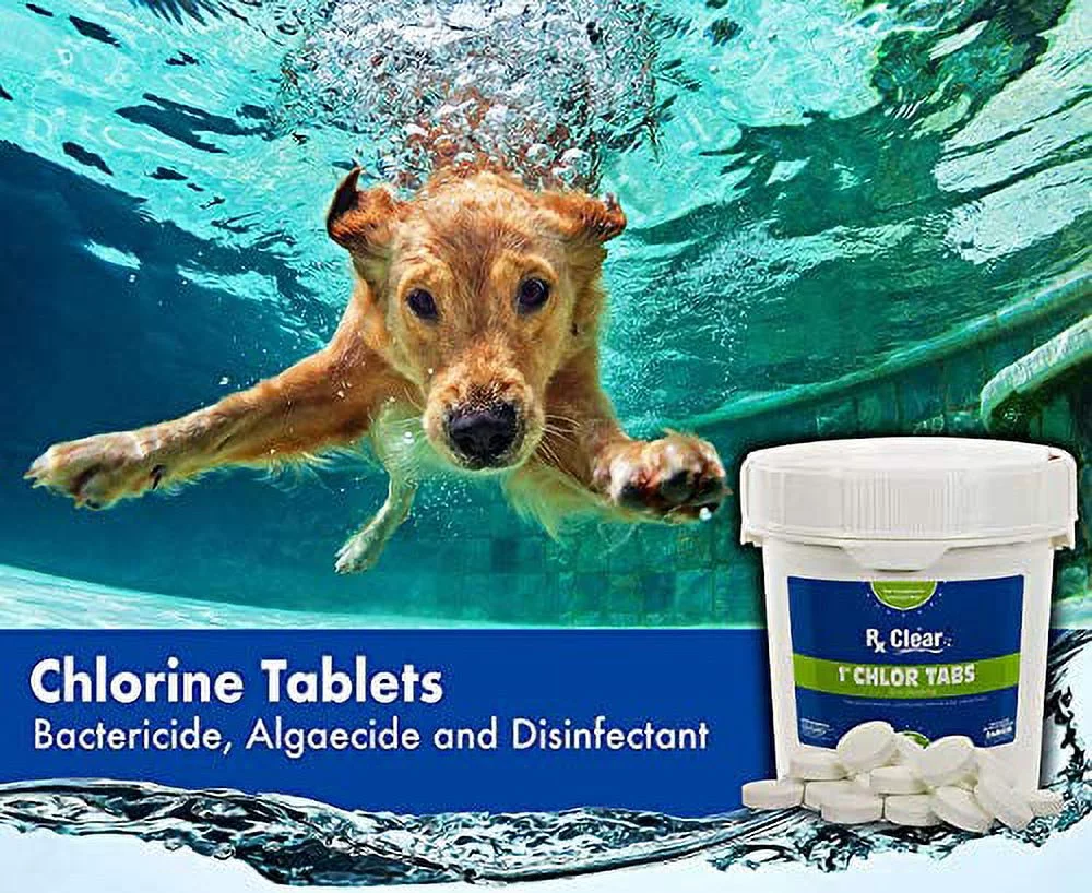 Rx Clear 1" Stabilized Chlorine Tablets for Use in Swimming Pools and Spas, 35 lb Bucket