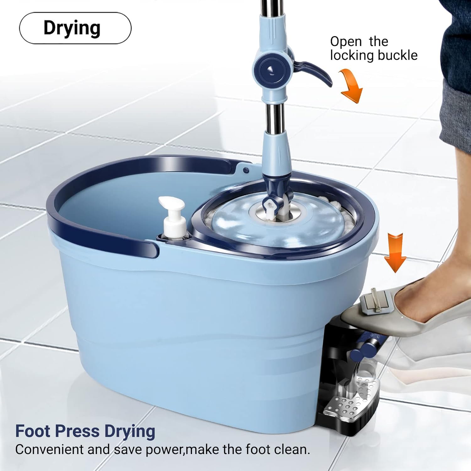 MASTERTOP Spin Mop and Bucket with Wringer Set and Spin Mop and Bucket with Foot Pedal