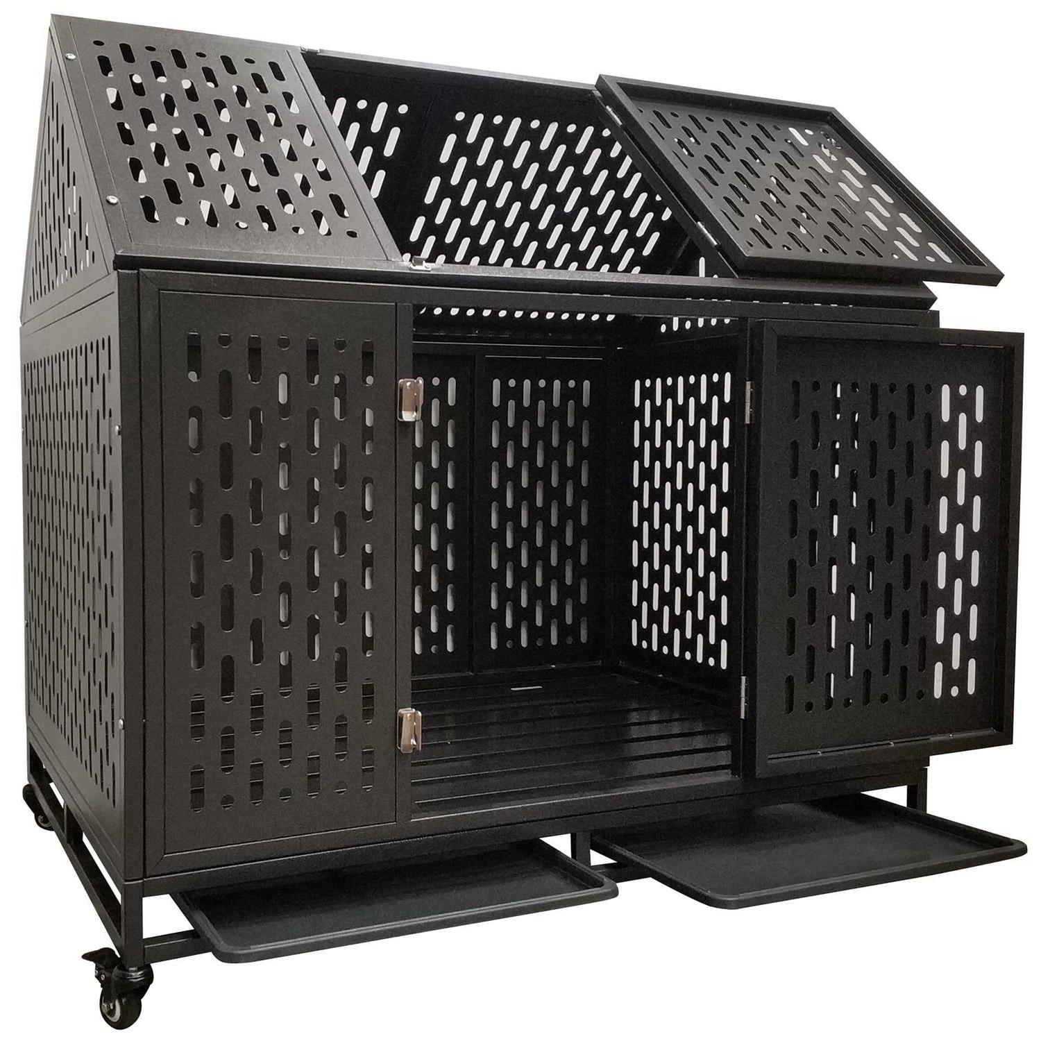 JINTANGLI PET Heavy Duty Dog Crate Cage Kennel, Roof Large Strong Metal Playpen for Large Medium Dogs with Four Sturdy Locks and Four Lockable Wheels - Pet Supplies online store