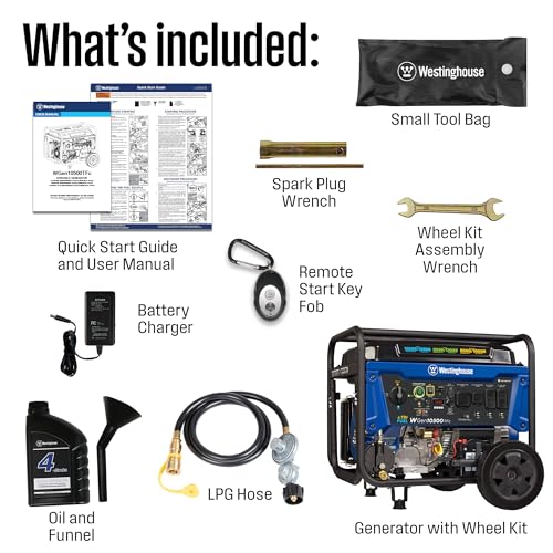 Westinghouse 13500 Peak Watt Tri-Fuel Home Backup Portable Generator, Remote Electric Start, Transfer Switch Ready, Gas, Propane, and Natural Gas Powered