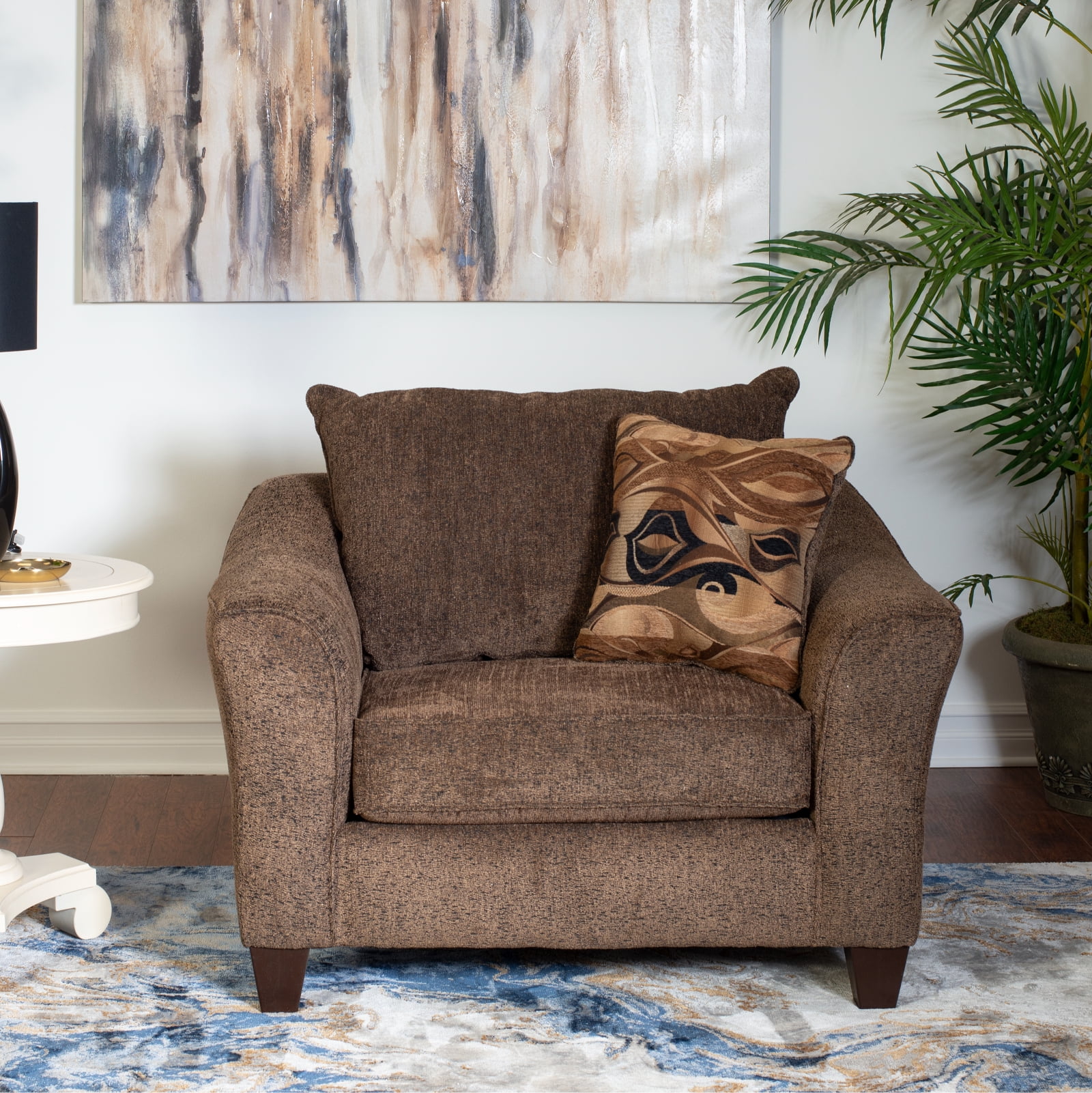 Roundhill Furniture Camero Pillowback 4-Piece Sofa Set, Fabric, Chocolate Color