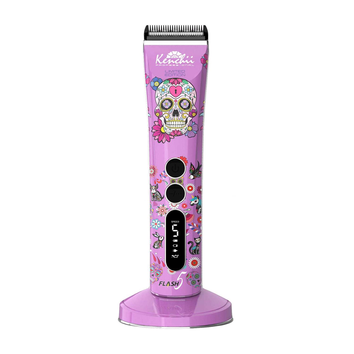 Kenchii Flash5 5-in-1 Digital Cordless Clipper Purple/Skull - Pet Supplies online store