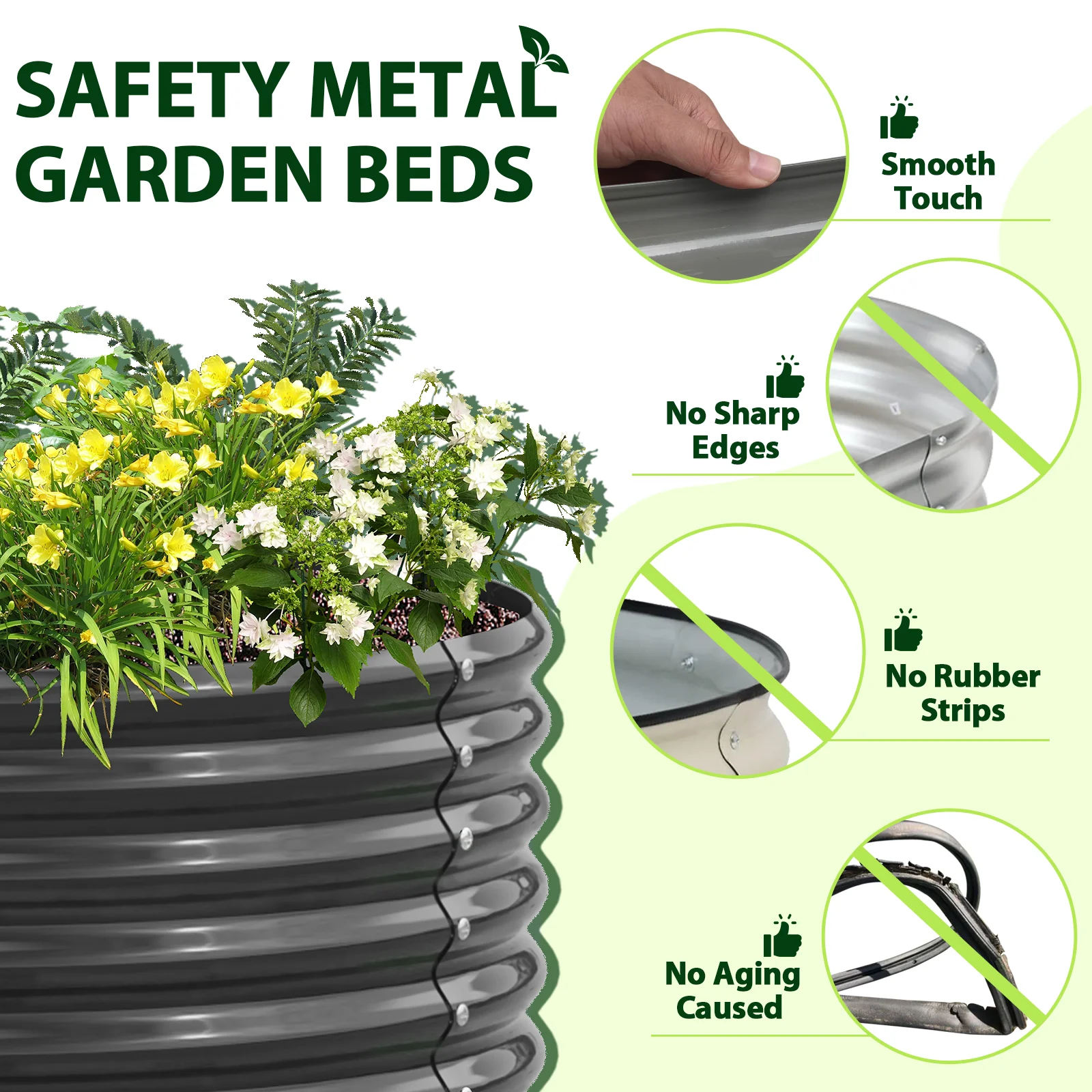 2 Pack-4Ft Round Galvanized Raised Garden Bed, 18” Tall Above Ground Modular Metal Planter Boxes Outdoor For Vegetables Flowers Herbs, Anti-Rust & Easy-Setup Quartz Grey - Curated Treasures Market