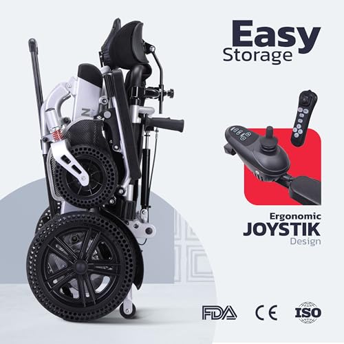 Rubicon DX11 - Reclining Foldable Electric Wheelchairs for Adults - Longest Range 25 Miles of Freedom: Airline Approved Deluxe Electric Wheelchair with Dual 12AH Lithium Batteries, 600W Motor (Model4)