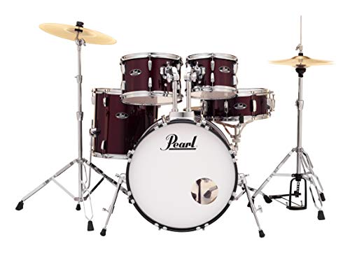 Pearl Roadshow Drum Set 4-Piece Complete Kit with Cymbals and Stands, Charcoal Metallic (RS584C/C706)