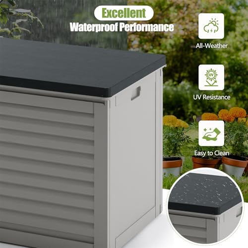 130 Gallon Outdoor Storage Box, Waterproof Lockable Deck Box, Equipped with Handles, Easy to Move, Suitable for Gardens, Yards (Black)