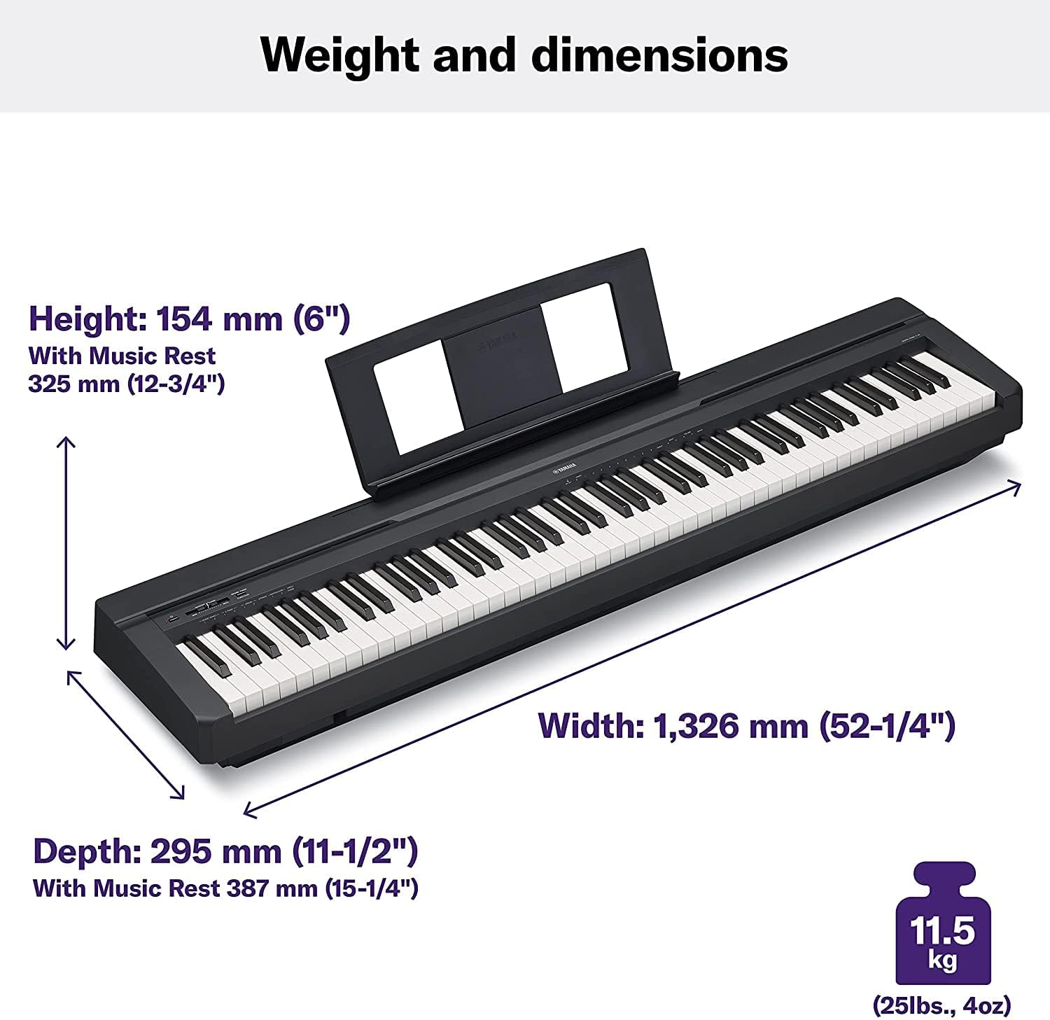 Yamaha P45B Black 88 Weighted Keys Digital Piano keyboard Bundle with Juliet Music Piano Dust Cover, Polish Cloth and Piano Key Sticker (P45 B)