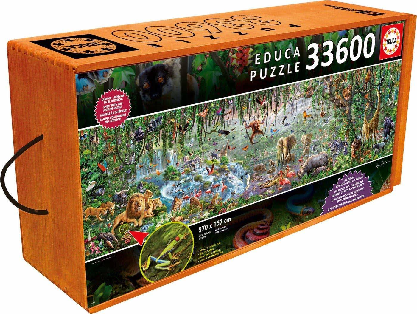 Educa 33,600 Piece Wild Life Puzzle with Wheeled Wooden Carry Case