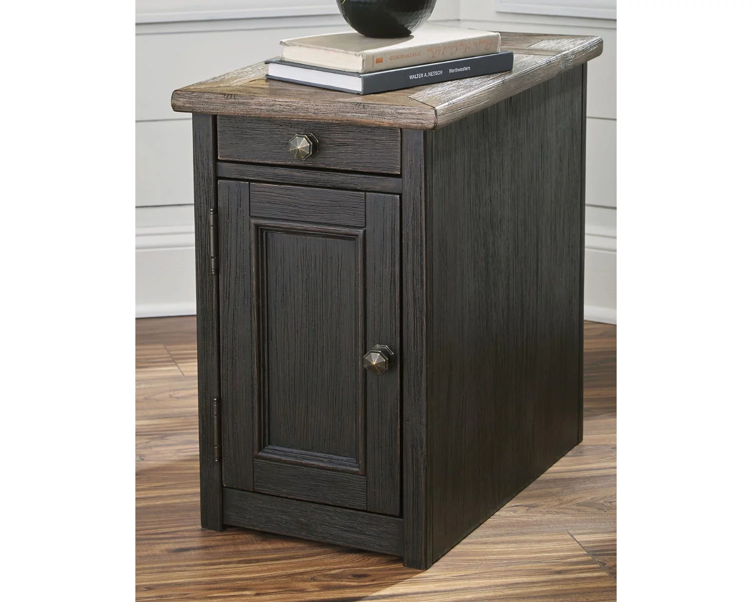 Signature Design by Ashley Casual Tyler Creek Chairside End Table with USB Ports & Outlets  Grayish Brown/Black